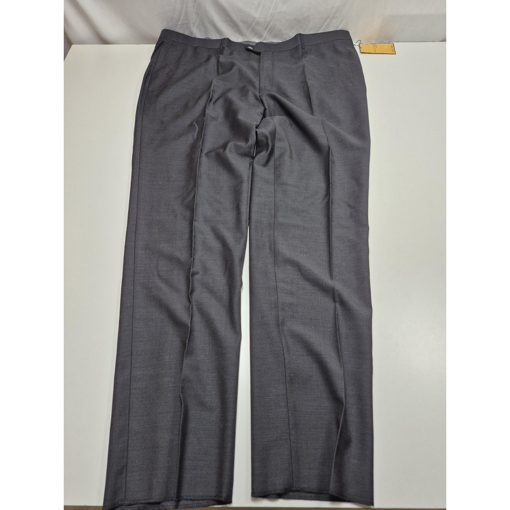 Galante Dress Pants Mens 50x36 Gray Wool Flat Front Classic Unhemmed Italy NWT